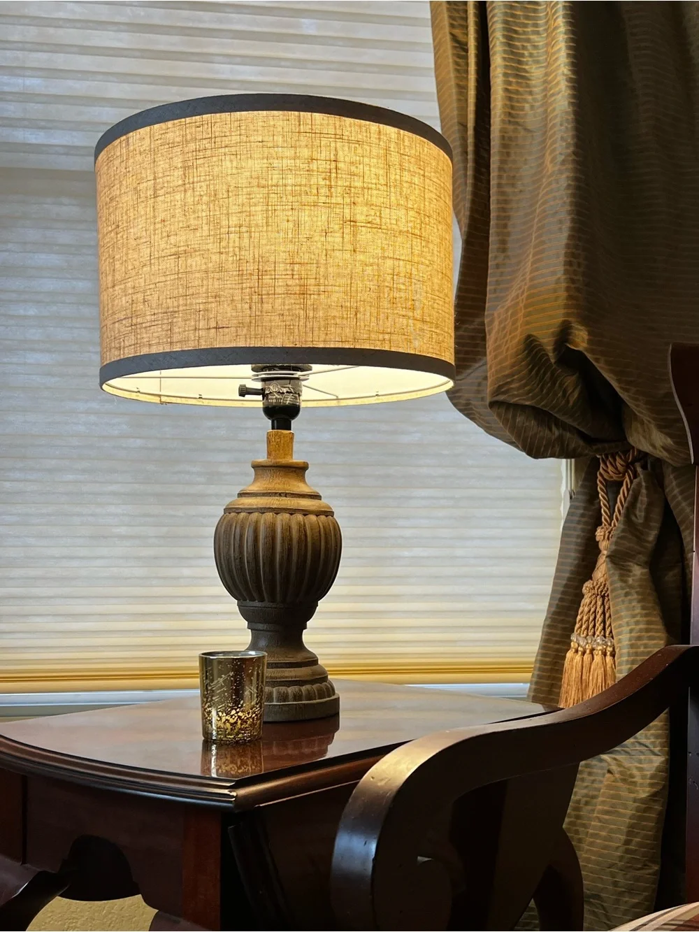 Distressed Wood Base Table Lamp